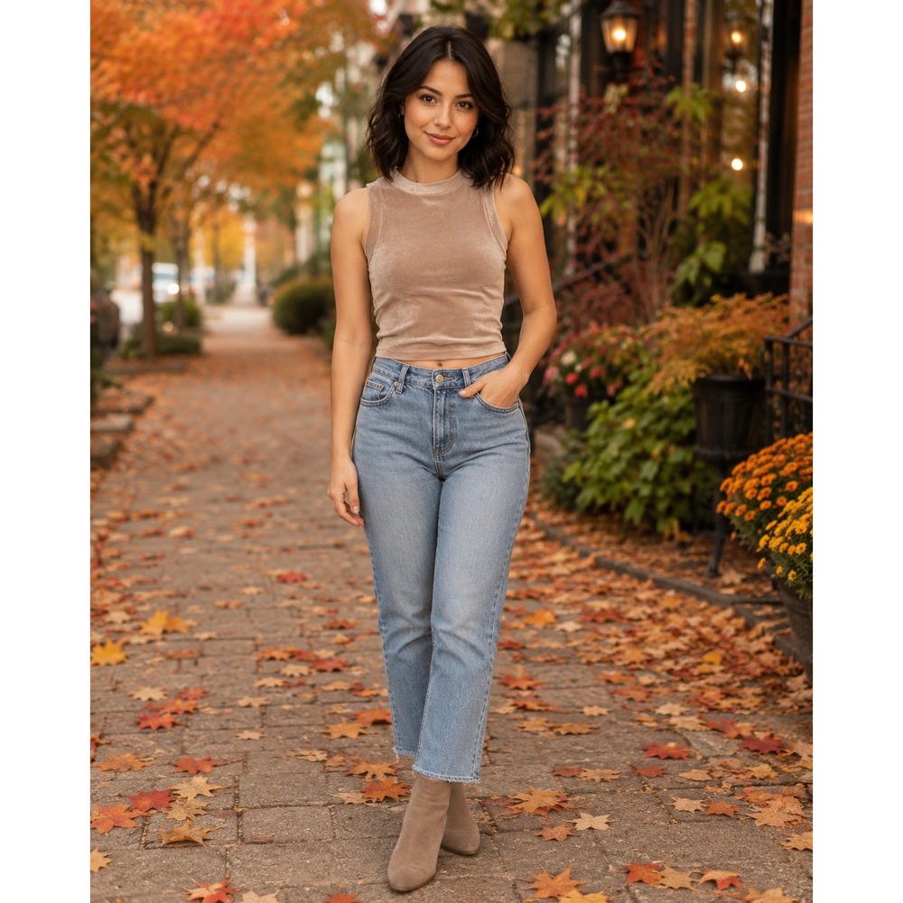 SKIMS Velour‎ Crew Neck Tank Top Honey XXS